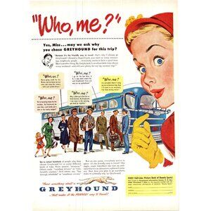 1951 Greyhound Bus Vintage Print Ad Supercoach Passengers Little Girl Wall Art